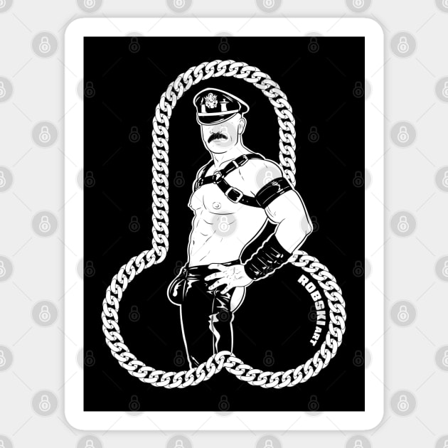 Chains and leather - Tom Sticker by RobskiArt